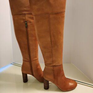 I.N.C. International Concepts Tan Leather Over-the-Knee Heeled Boots